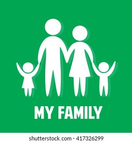 Love my family. Parents and children. Vector icon set. EPS10.