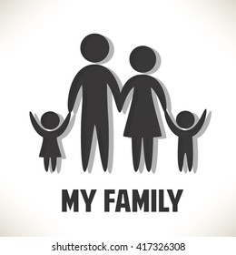 Love my family. Parents and children. Vector icon set. EPS10.