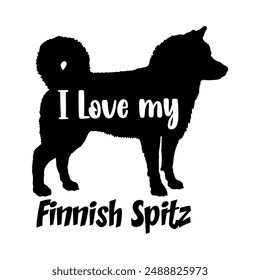 I love my Finnish Spitz Dog silhouette dog breeds logo dog monogram vector