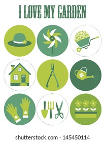 I love my garden card design. vector illustration