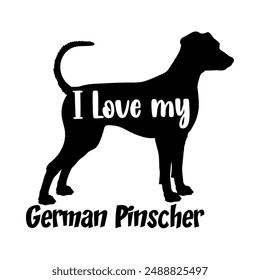 I love my German Pinscher Dog silhouette dog breeds logo dog monogram vector