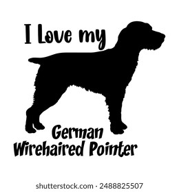 I love my German Wirehaired Dog silhouette dog breeds logo dog monogram vector