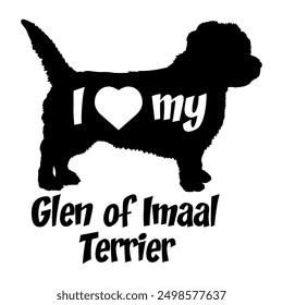 I love my Glen of Imaal Terrier Dog silhouette dog breeds logo dog monogram vector
