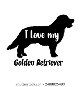 I love my Golden Retriever Dog silhouette dog breeds logo dog monogram vector