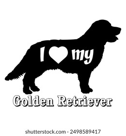 I love my Golden Retriever Dog silhouette dog breeds logo dog monogram vector
