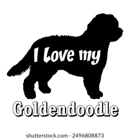 I love my Goldendoodle Dog silhouette dog breeds logo dog monogram vector