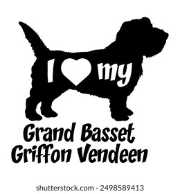 I love my Grand Basset Griffon Vendeen Dog silhouette dog breeds logo dog monogram vector
