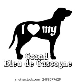 I love my Grand Bleu de Gascogne. Dog silhouette dog breeds logo dog monogram vector
