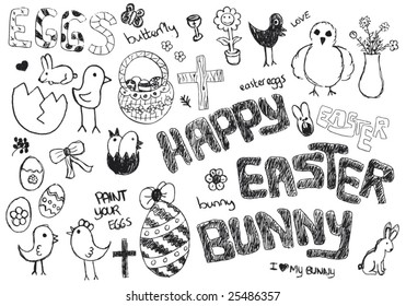 i love my happy easter bunny doodles