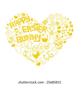 i love my happy easter bunny heart doodles