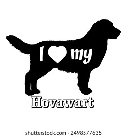 I love my Hovawart. Dog silhouette dog breeds logo dog monogram vector
