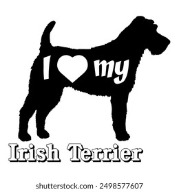 I love my Irish Terrier. Dog silhouette dog breeds logo dog monogram vector
