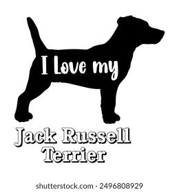 I love my Jack Russell Dog silhouette dog breeds logo dog monogram vector