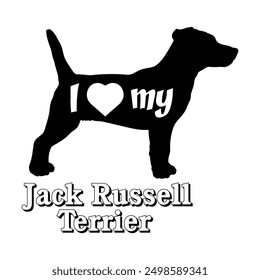 I love my Jack Russell Terrier. Dog silhouette dog breeds logo dog monogram vector
