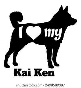 I love my Kai Ken Dog silhouette dog breeds logo dog monogram vector
