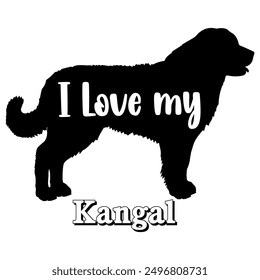 I love my Kangal. Dog silhouette dog breeds logo dog monogram vector