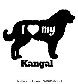 I love my Kangal Dog silhouette dog breeds logo dog monogram vector
