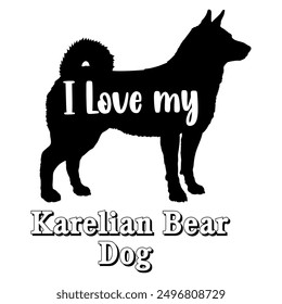 I love my Karelian Bear Dog silhouette dog breeds logo dog monogram vector