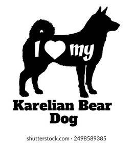 I love my Karelian Bear  Dog silhouette dog breeds logo dog monogram vector
