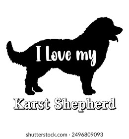 I love my Karst Shepherd Dog silhouette dog breeds logo dog monogram vector