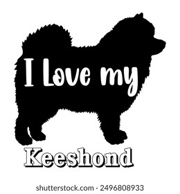 I love my Keeshond. Dog silhouette dog breeds logo dog monogram vector