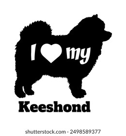 I love my Keeshond Dog silhouette dog breeds logo dog monogram vector
