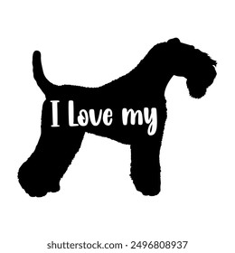 I love my Kerry Blue  Dog silhouette dog breeds logo dog monogram vector