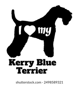 I love my Kerry Blue Terrier. Dog silhouette dog breeds logo dog monogram vector
