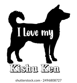 I love my Kishu Ken  Dog silhouette dog breeds logo dog monogram vector