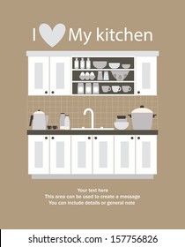 I love my kitchen card design. vector illustration