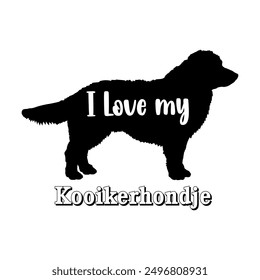 I love my Kooikerhondje Dog silhouette dog breeds logo dog monogram vector