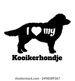 I love my Kooikerhondje Dog silhouette dog breeds logo dog monogram vector
