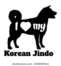 I love my Korean JindoDog silhouette dog breeds logo dog monogram vector
