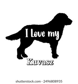 I love my  Kuvasz. Dog silhouette dog breeds logo dog monogram vector