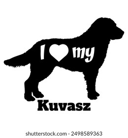 I love my Kuvasz Dog silhouette dog breeds logo dog monogram vector
