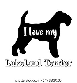 I love my Lakeland Terrier  Dog silhouette dog breeds logo dog monogram vector