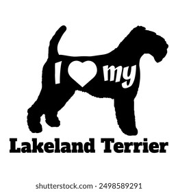 I love my Lakeland Terrier Dog silhouette dog breeds logo dog monogram vector
