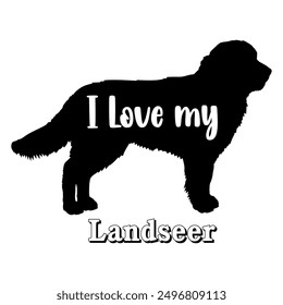 I love my Landseer. Dog silhouette dog breeds logo dog monogram vector