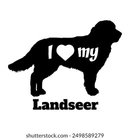 I love my Landseer Dog silhouette dog breeds logo dog monogram vector
