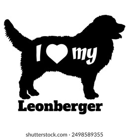 I love my Leonberger Dog silhouette dog breeds logo dog monogram vector
