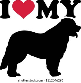 I love my Leonberger with red heart and silhouette