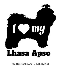 I love my Lhasa Apso Dog silhouette dog breeds logo dog monogram vector
