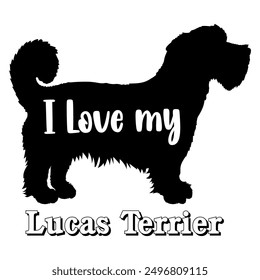 I love my Lucas Terrier. Dog silhouette dog breeds logo dog monogram vector