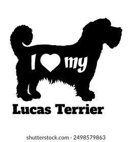 I love my Lucas Terrier Dog silhouette dog breeds logo dog monogram vector
