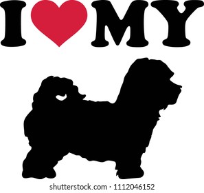 I love my Maltipoo with red heart and silhouette