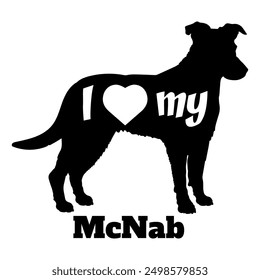 I love my McNab Akita Dog silhouette dog breeds logo dog monogram vector
