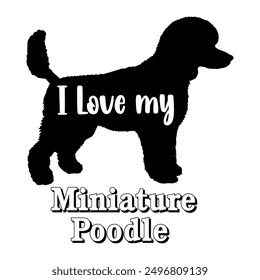 Ich liebe meine Miniatur Pudel Hund Silhouette Hund Rassen Logo Hund Monogramm Vektor