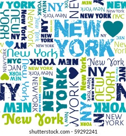 I love my New York typography seamless background pattern in vector
