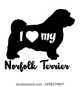 I love my Norfolk Terrier. Dog silhouette dog breeds logo dog monogram vector
