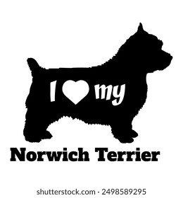 I love my Norwich Terrier Dog silhouette dog breeds logo dog monogram vector
